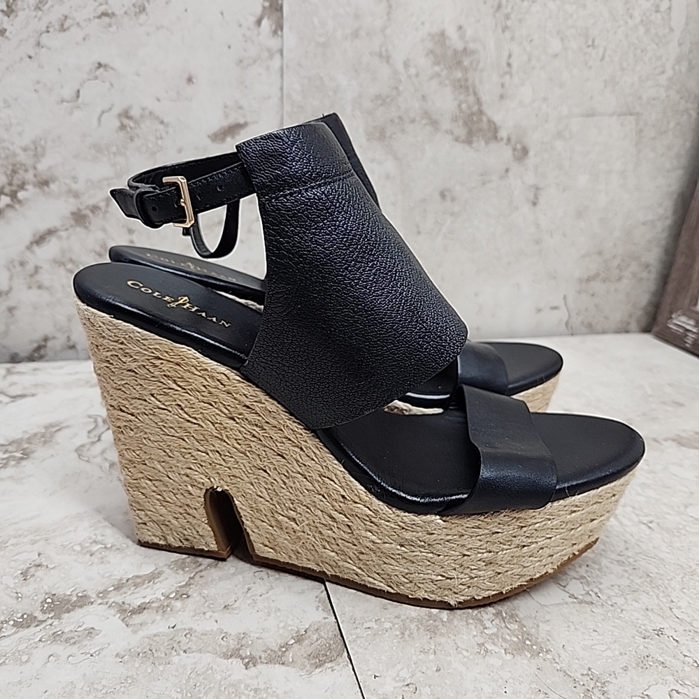 Cole Haan Black Wedge Sandals